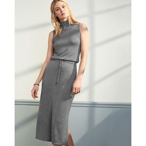 Garnet Hill Gray Sleeveless Rollneck Wool Blend Knit Midi Dress‎ Women's Size M